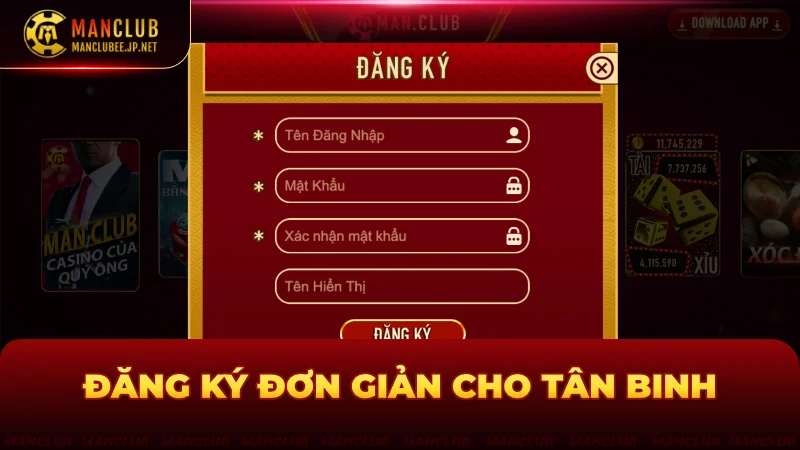 Đăng ký đơn giản được hỗ trợ tối đa